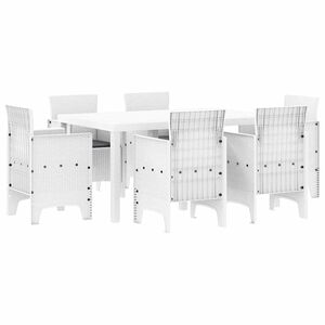 vidaXL Ensemble de salle &agrave; manger pour jardin 7 pc Blanc Rattan Polt