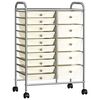 vidaXL Chariot de rangement mobile &agrave; 15 tiroirs XXL Blanc Plastique