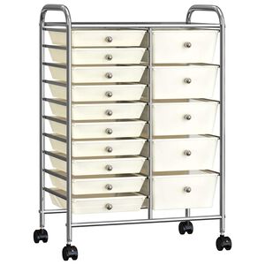 vidaXL Chariot de rangement mobile &agrave; 15 tiroirs XXL Blanc Plastique