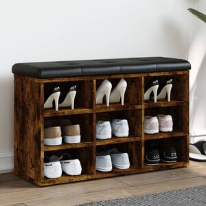 vidaXL Banc &agrave; chaussures ch&ecirc;ne fum&eacute; 82x32x50 cm bois d'ing&eacute;nierie
