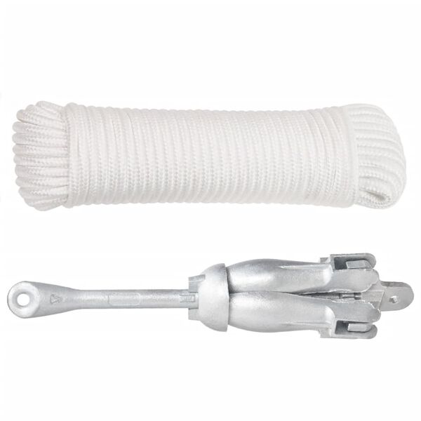 vidaXL Ancre pliable avec corde argent&eacute; 4 kg fonte galvanis&eacute;e &agrave; chaud