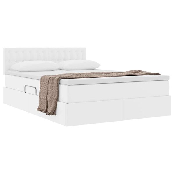 vidaXL Lit avec rangement et matelas Blanc pur 140 x 190 cm