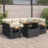 vidaXL Salon de jardin avec coussins 7 pcs noir r&eacute;sine tress&eacute;e acacia