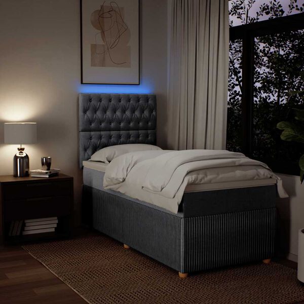 vidaXL Sommier &agrave; lattes de lit avec matelas Gris clair 90x200 cm Tissu