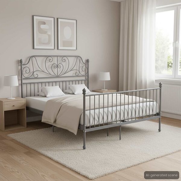 vidaXL Cadre de lit sans matelas gris m&eacute;tal 140x200 cm
