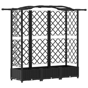 vidaXL Lit &Eacute;lev&eacute; avec Treillis et Toit Noir 163 x 40 x 123 cm PP
