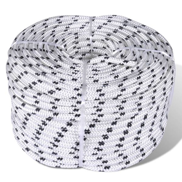 vidaXL Corde de bateau tress&eacute;e Polyester 10 mm 250 m Blanc