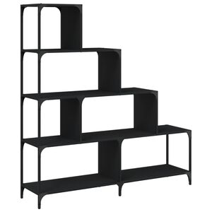 vidaXL Biblioth&egrave;que &agrave; 4 niveaux noir 139x33,5x149 cm bois d'ing&eacute;nierie