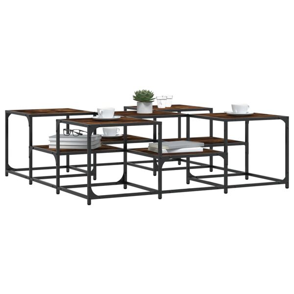 vidaXL Table basse ch&ecirc;ne fum&eacute; 121x121x40 cm bois d'ing&eacute;nierie