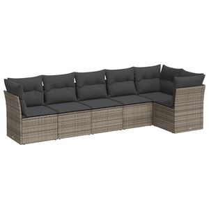 vidaXL Salon de jardin 6 pcs avec coussins gris r&eacute;sine tress&eacute;e
