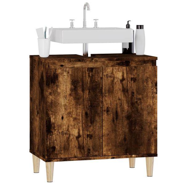vidaXL Meuble d'évier chêne fumé 58x33x60 cm bois d'ingénierie