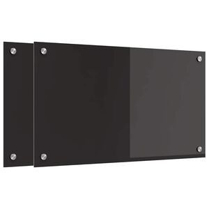 vidaXL Cr&eacute;dence de cuisine 2 pi&egrave;ces Noir 70 x 40 cm verre tremp&eacute;