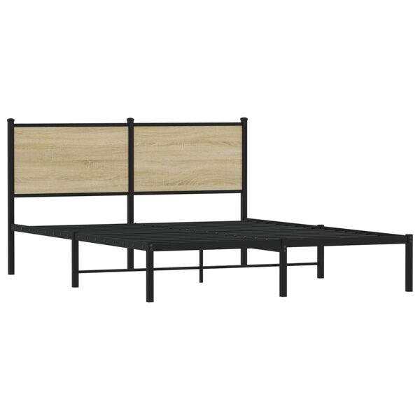 vidaXL Cadre de lit en m&eacute;tal sans matelas ch&ecirc;ne sonoma 150x200 cm