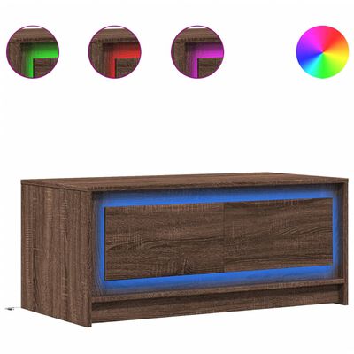 vidaXL Table basse avec lumières LED chêne marron bois d'ingénierie