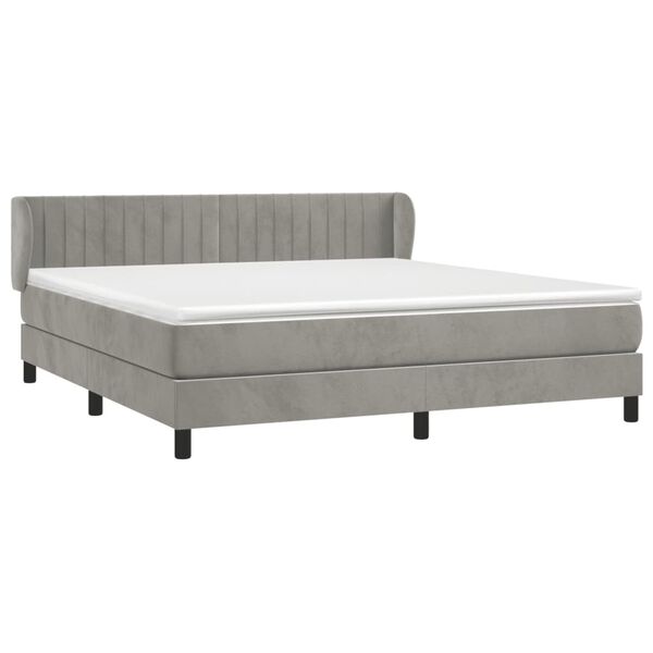 vidaXL Sommier &agrave; lattes de lit et matelas Gris clair 180x200cm Velours