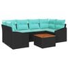vidaXL Ensemble de canap&eacute; de jardin 7 pc Noir polyrotin