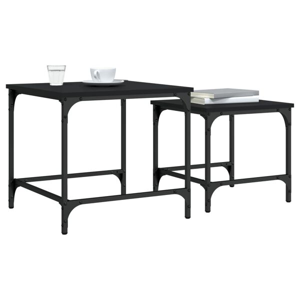 vidaXL Tables basses gigognes 2 pcs noir bois d'ingénierie