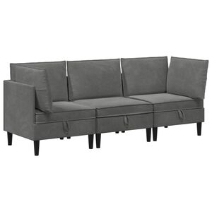 vidaXL Ensemble de meubles pour le salon 3 pcs Gris fonc&eacute; Velours