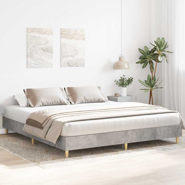 vidaXL Cadre de lit sans matelas gris b&eacute;ton 160x200 cm bois ing&eacute;nierie