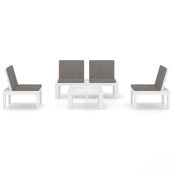 vidaXL Salon de jardin 4 pcs avec coussins Plastique Blanc