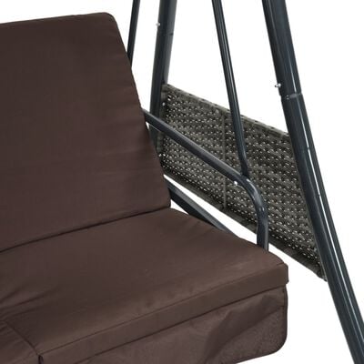 vidaXL Balancelle de jardin avec auvent réglable marron café acier