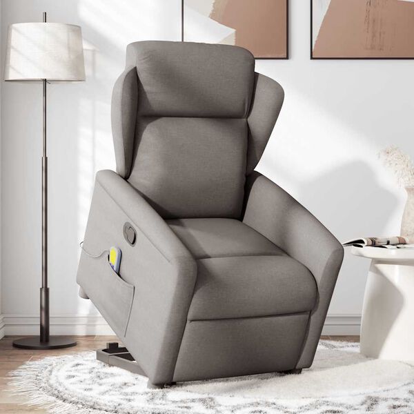 vidaXL Fauteuil inclinable de massage Taupe Tissu
