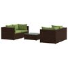 vidaXL Salon de jardin 5 pcs avec coussins r&eacute;sine tress&eacute;e marron