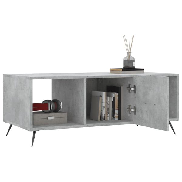 vidaXL Table basse gris b&eacute;ton 102x50x40 cm bois d'ing&eacute;nierie