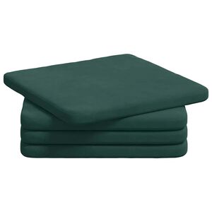 vidaXL Coussins de si&egrave;ge 4 pc Velours Vert fonc&eacute; 40 x 40 x 3 cm