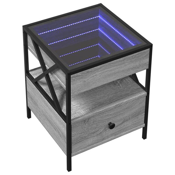 vidaXL Table basse avec LED Infinity sonoma gris 40x40x51 cm