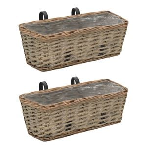 vidaXL Jardini&egrave;re de balcon 2 pcs Osier avec doublure en PE 40 cm