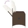 vidaXL Chaise inclinable de jardin avec coussins marron résine tressée