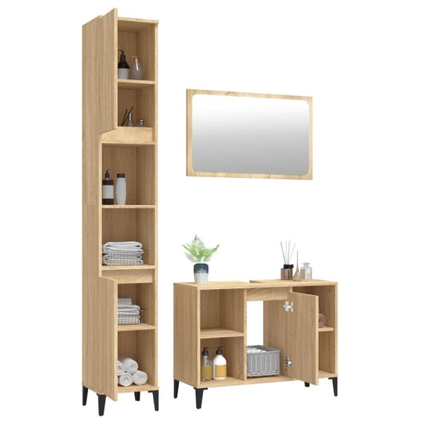 vidaXL Ensemble de meubles de salle de bain 3 pcs ch&ecirc;ne sonoma