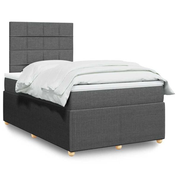 vidaXL Sommier &agrave; lattes de lit avec matelas Gris fonc&eacute; 120x200cm Tissu