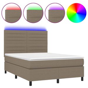 vidaXL Sommier &agrave; lattes de lit et matelas et LED Taupe 140x200cm Tissu