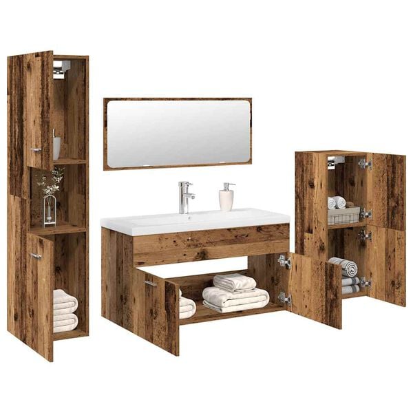 vidaXL Ensemble de meubles salle de bain 5 pcs bois d'ing&eacute;nierie