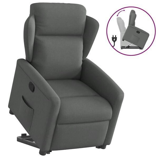 vidaXL Fauteuil inclinable Gris fonc&eacute; Tissu