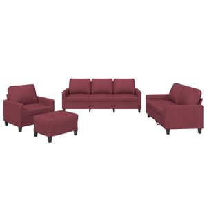 vidaXL Ensemble de canap&eacute;s 4 pcs avec coussins Rouge bordeaux Tissu