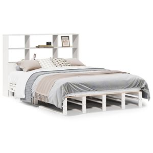 vidaXL Lit biblioth&egrave;que sans matelas blanc 160x200 cm bois massif