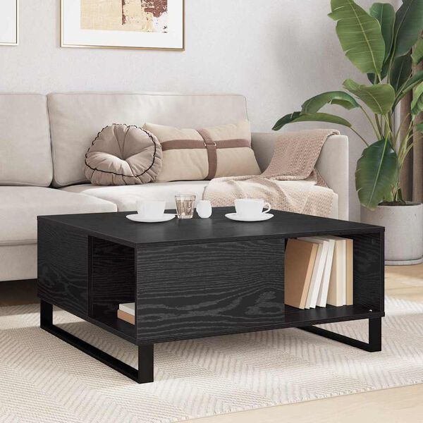 vidaXL Table basse Chêne noir 80 x 80 x 36,5 cm Bois d'ingénierie