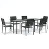 vidaXL Ensemble &agrave; manger de jardin 7 pcs r&eacute;sine tress&eacute;e acier