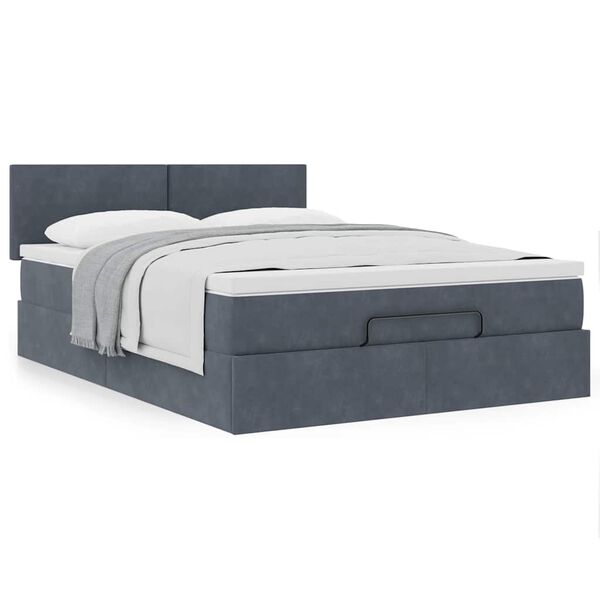 vidaXL Cadre de lit ottoman avec matelas gris fonc&eacute; 140x190 cm velours