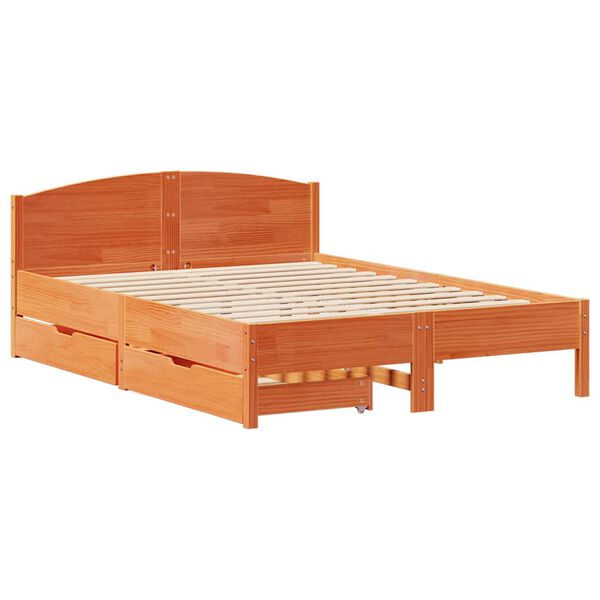 vidaXL Cadre de lit sans matelas cire marron 150x200cm bois pin massif