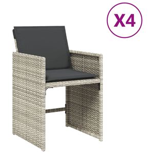 vidaXL Chaises de jardin avec coussins lot de 4 gris clair poly rotin