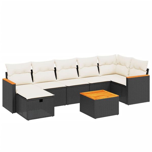 vidaXL Salon de jardin 7 pcs avec coussins noir r&eacute;sine tress&eacute;e