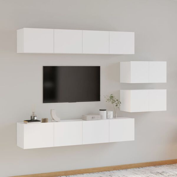 vidaXL Ensemble de meubles TV 6 pcs Blanc Bois d'ing&eacute;nierie