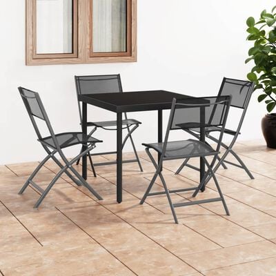 vidaXL Chaises d'extérieur pliables lot de 4 Noir Acier et textilène