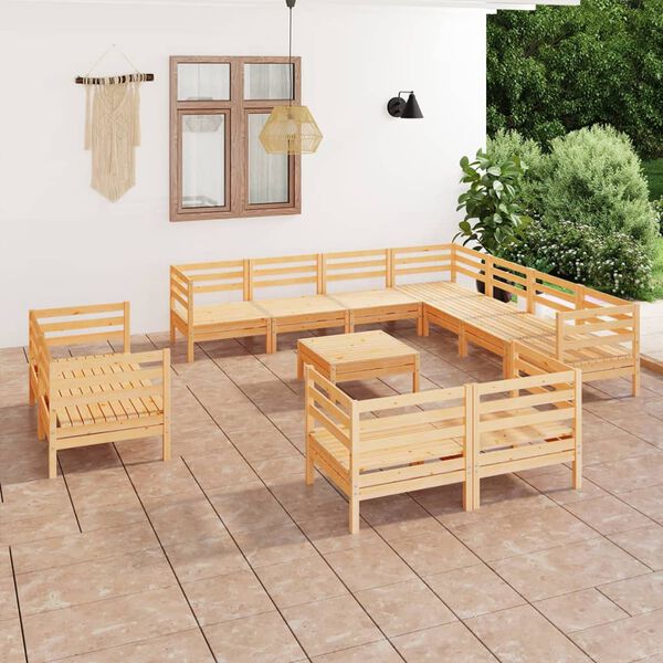 vidaXL Salon de jardin 12 pcs Bois de pin massif