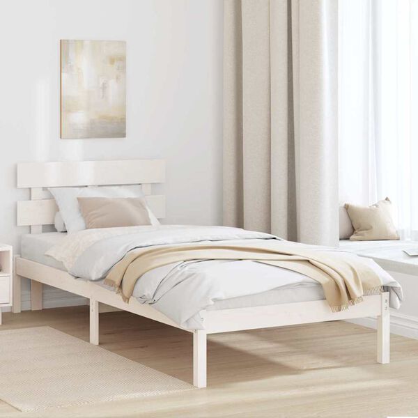 vidaXL Cadre de lit Blanc 90 x 190 cm Bois de pin massif