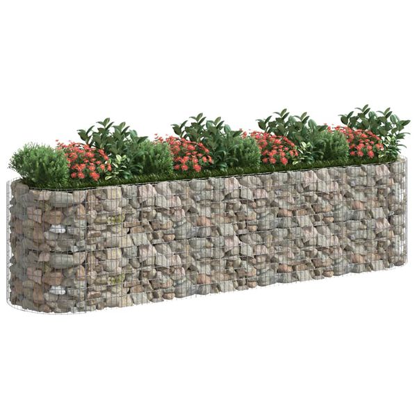 vidaXL Lit sur&eacute;lev&eacute; &agrave; gabion Fer galvanis&eacute; 400x100x100 cm